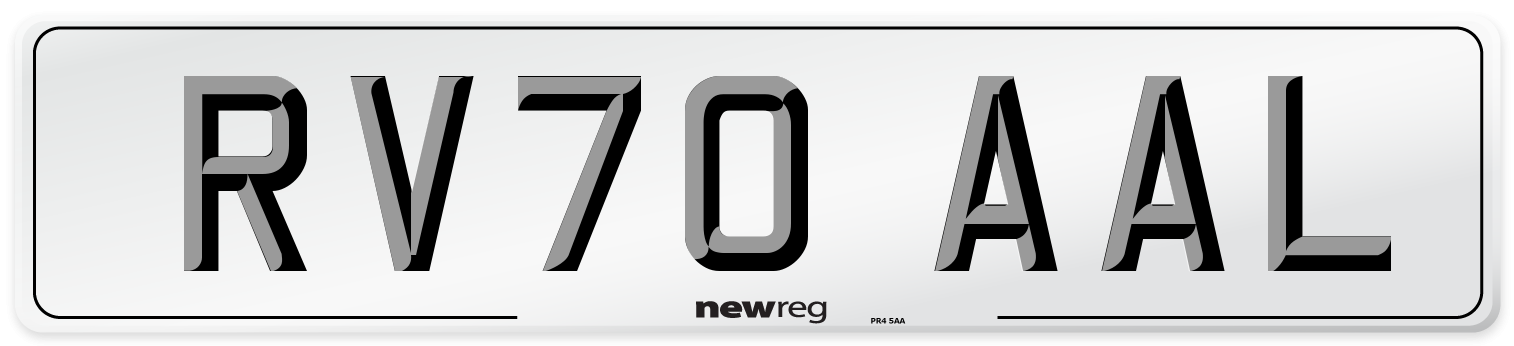 RV70 AAL Front Number Plate