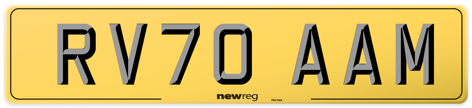 RV70 AAM Rear Number Plate