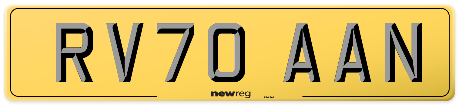 RV70 AAN Rear Number Plate