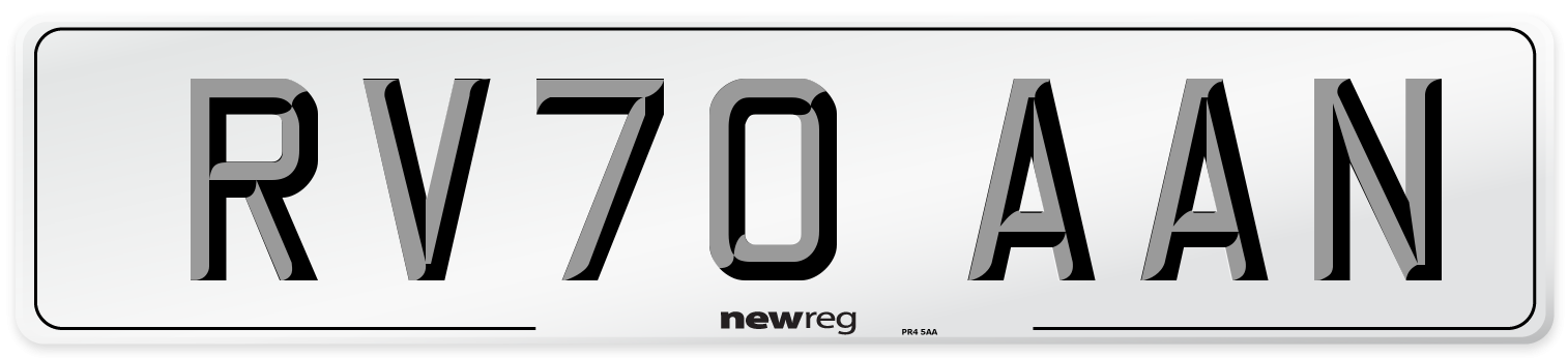RV70 AAN Front Number Plate