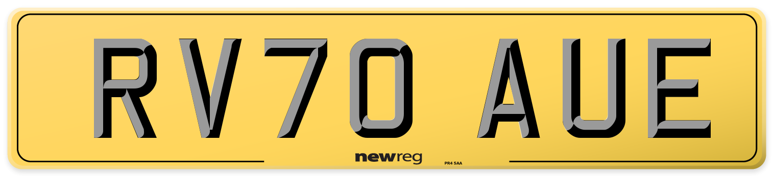 RV70 AUE Rear Number Plate