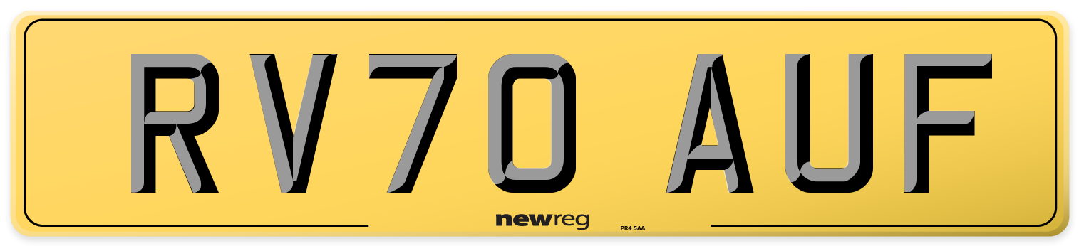 RV70 AUF Rear Number Plate