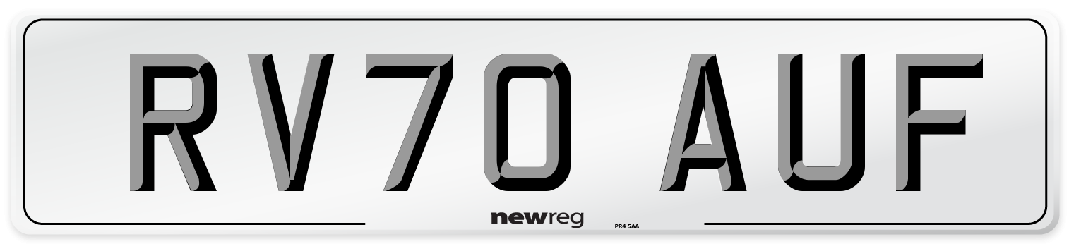 RV70 AUF Front Number Plate