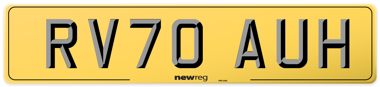 RV70 AUH Rear Number Plate