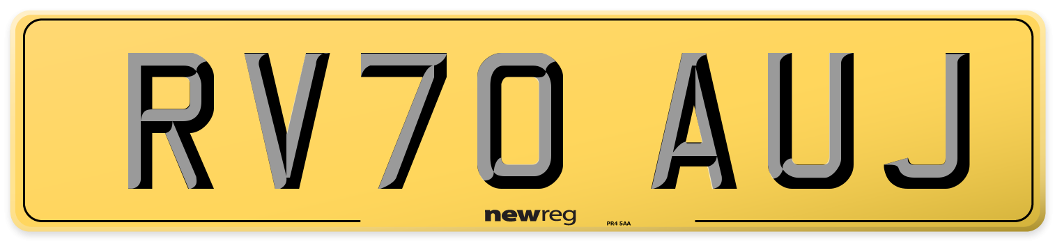RV70 AUJ Rear Number Plate