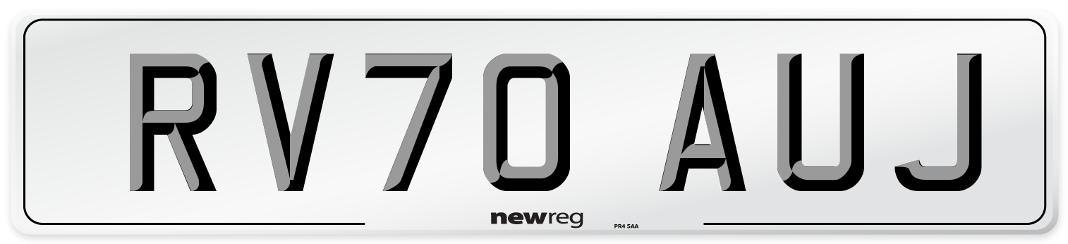 RV70 AUJ Front Number Plate
