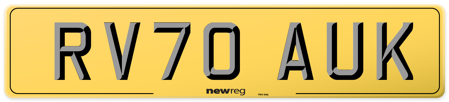RV70 AUK Rear Number Plate