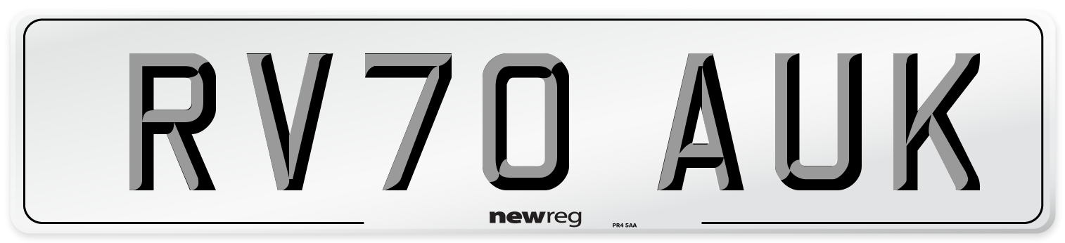 RV70 AUK Front Number Plate