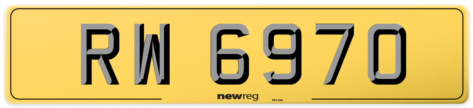 RW 6970 Rear Number Plate