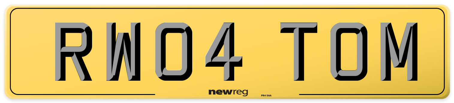 RW04 TOM Rear Number Plate