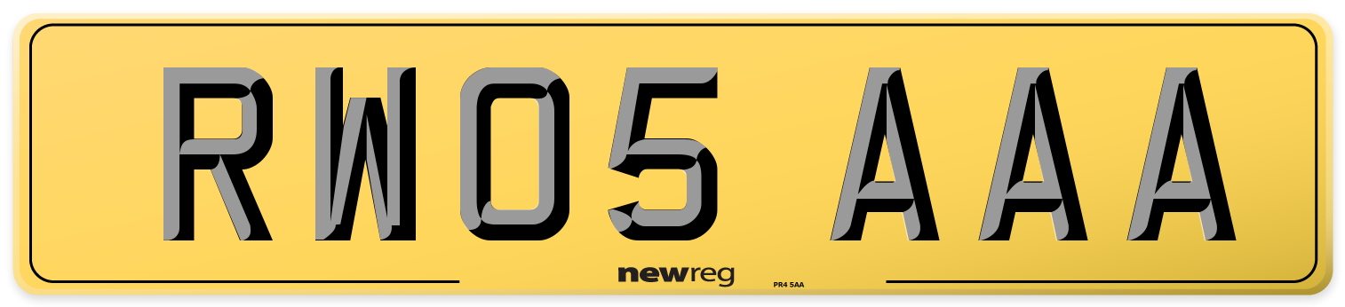 RW05 AAA Rear Number Plate