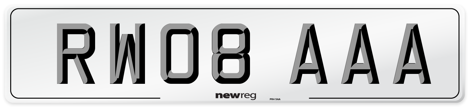 RW08 AAA Front Number Plate