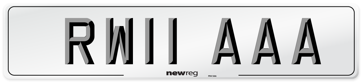 RW11 AAA Front Number Plate