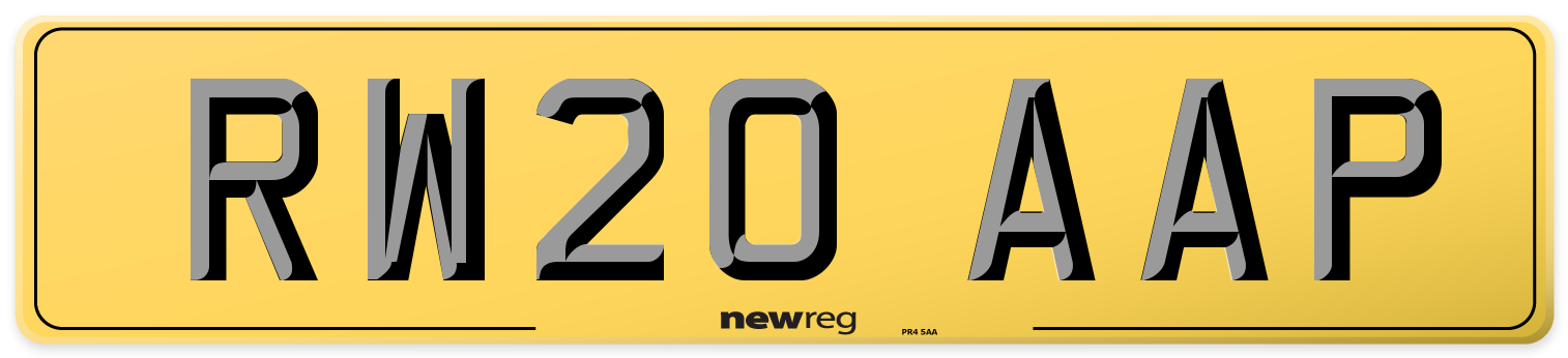 RW20 AAP Rear Number Plate