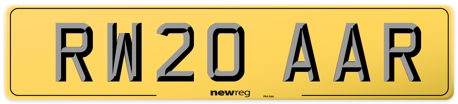 RW20 AAR Rear Number Plate