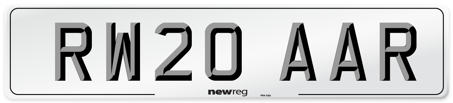 RW20 AAR Front Number Plate