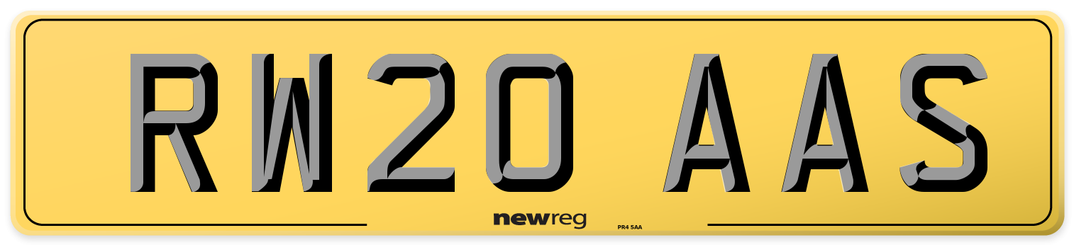 RW20 AAS Rear Number Plate
