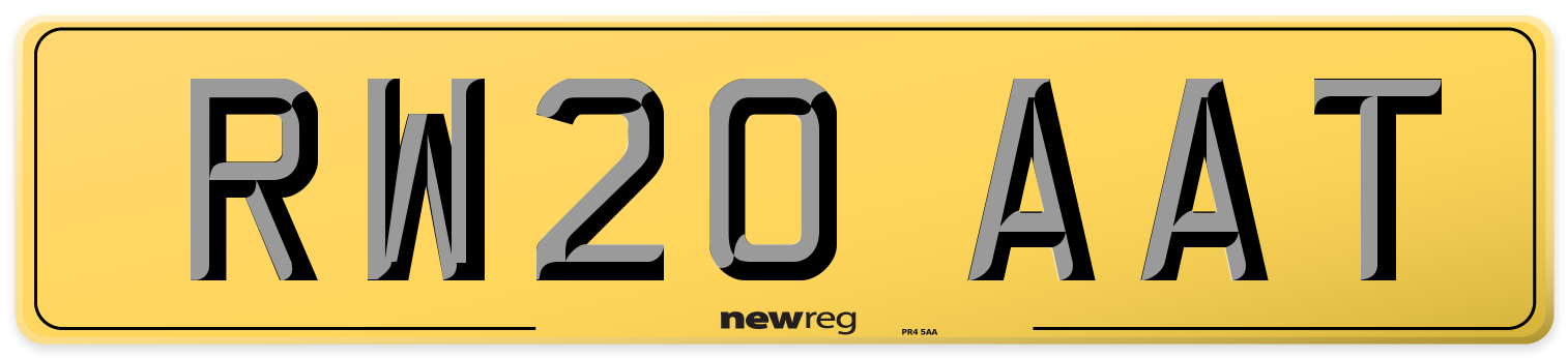 RW20 AAT Rear Number Plate