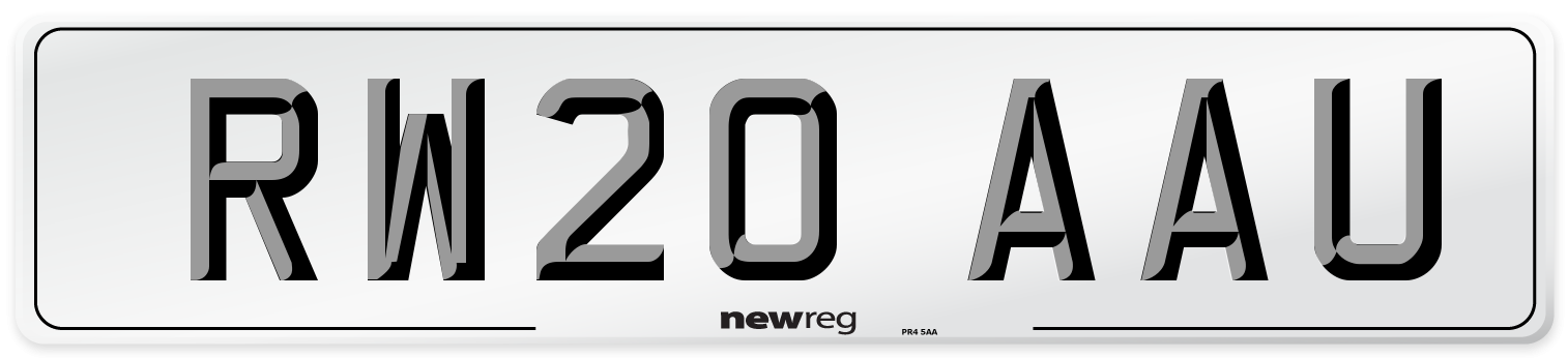 RW20 AAU Front Number Plate
