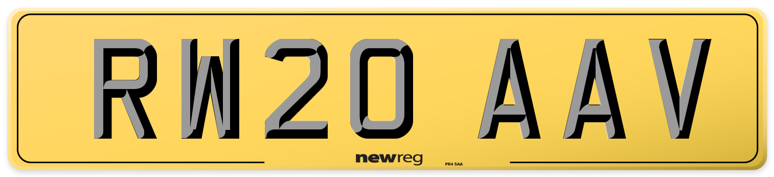 RW20 AAV Rear Number Plate