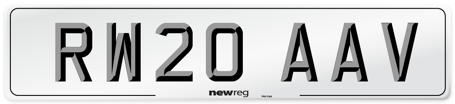RW20 AAV Front Number Plate