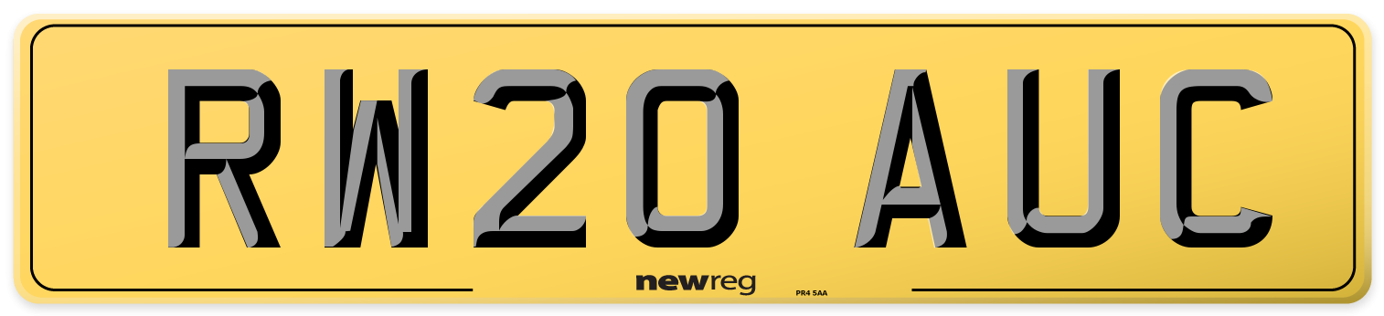 RW20 AUC Rear Number Plate