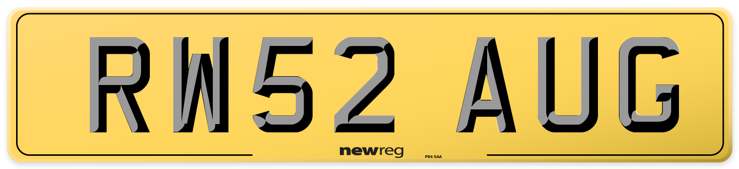 RW52 AUG Rear Number Plate