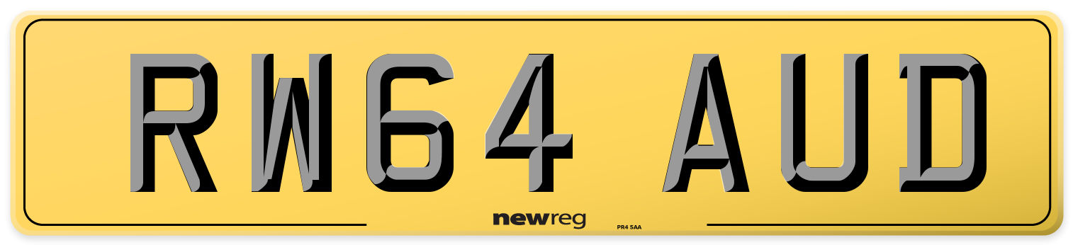 RW64 AUD Rear Number Plate