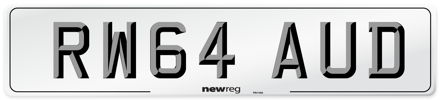 RW64 AUD Front Number Plate