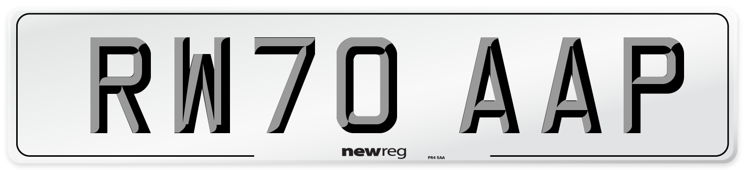 RW70 AAP Front Number Plate