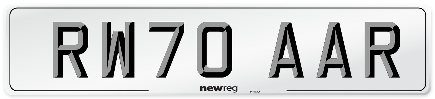 RW70 AAR Front Number Plate