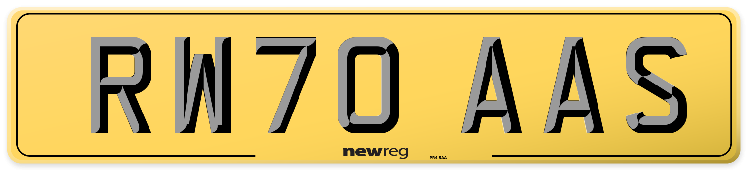 RW70 AAS Rear Number Plate