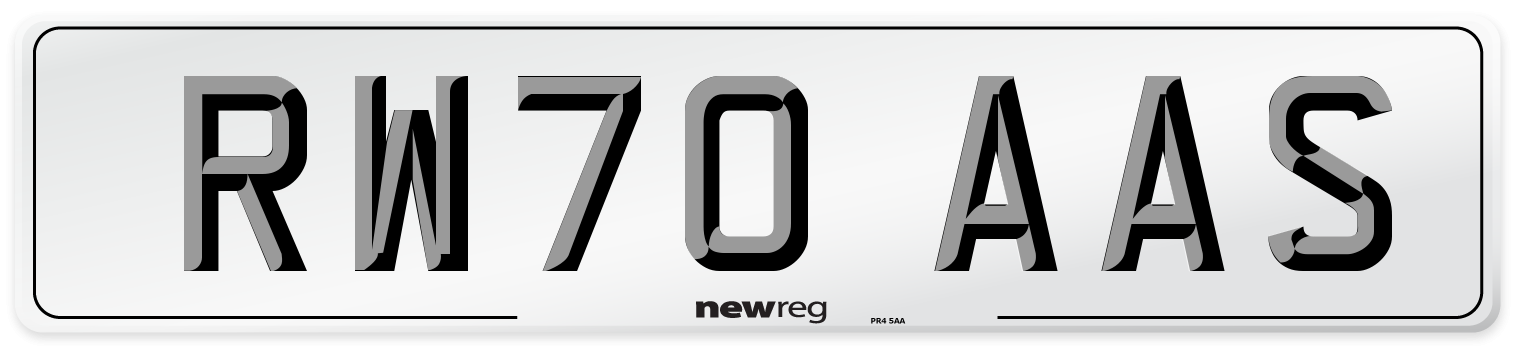 RW70 AAS Front Number Plate