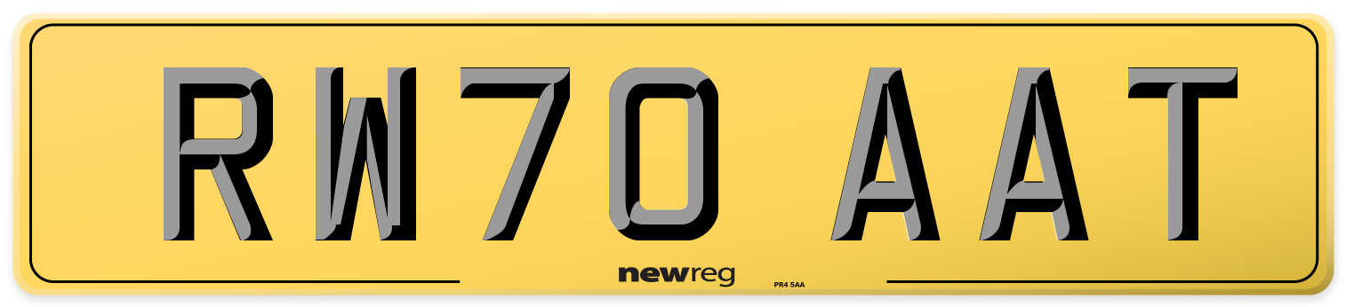 RW70 AAT Rear Number Plate