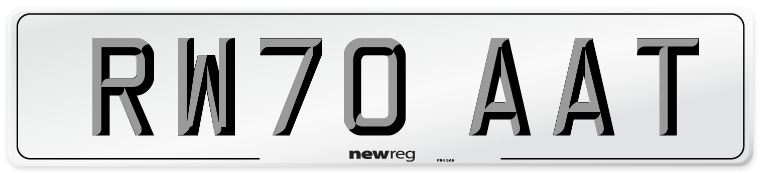 RW70 AAT Front Number Plate