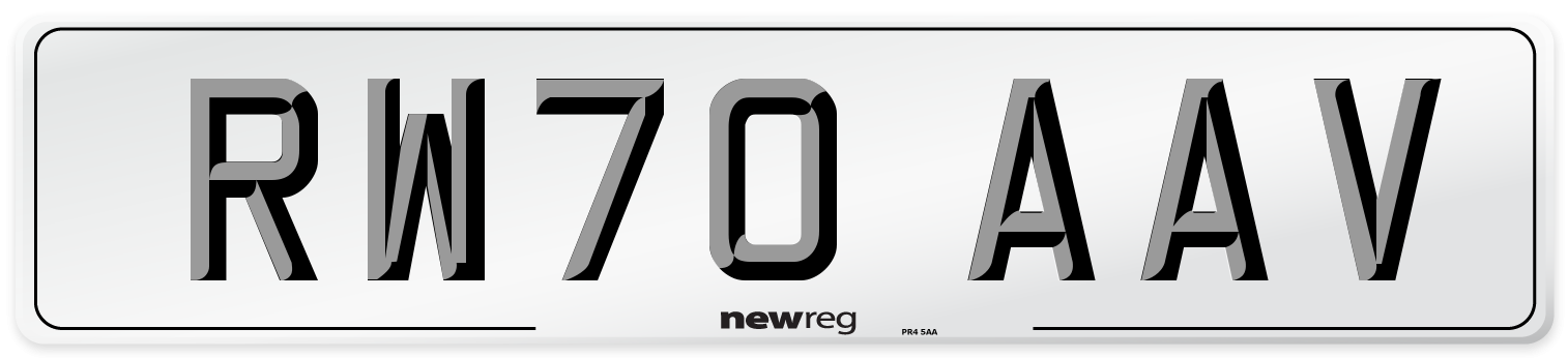 RW70 AAV Front Number Plate