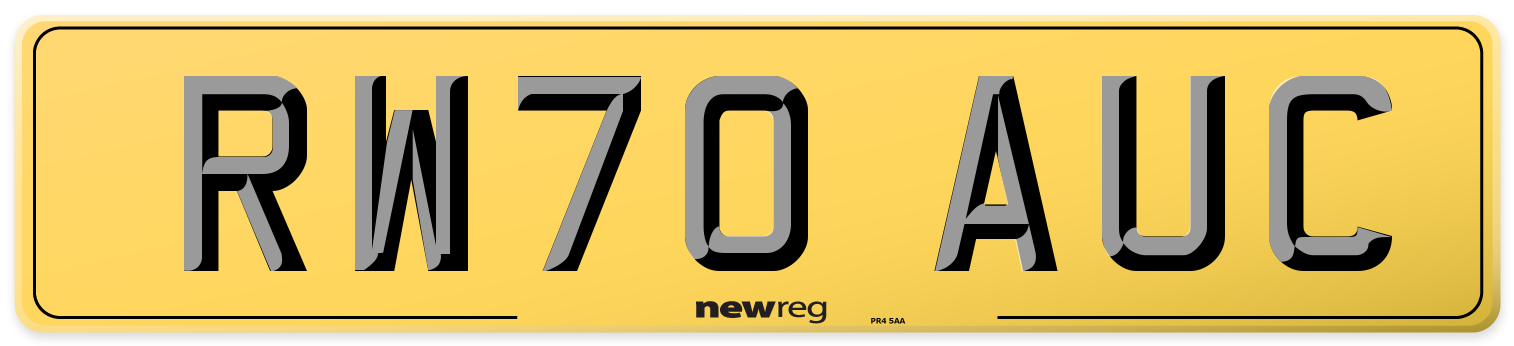 RW70 AUC Rear Number Plate