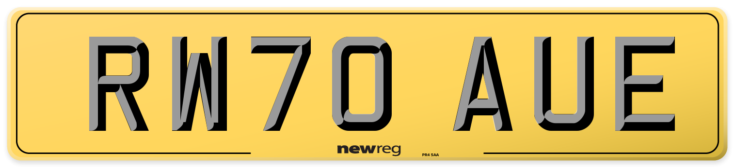 RW70 AUE Rear Number Plate