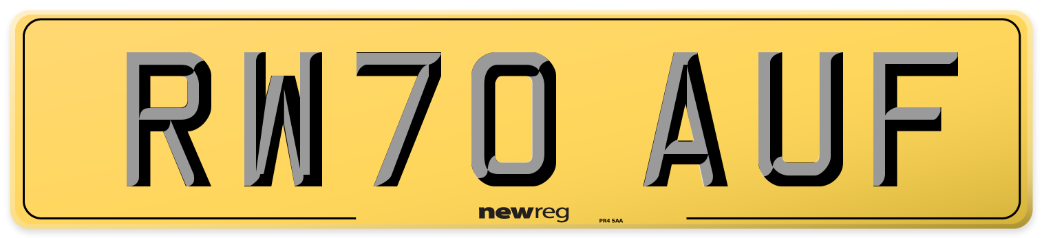 RW70 AUF Rear Number Plate
