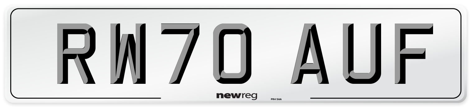 RW70 AUF Front Number Plate