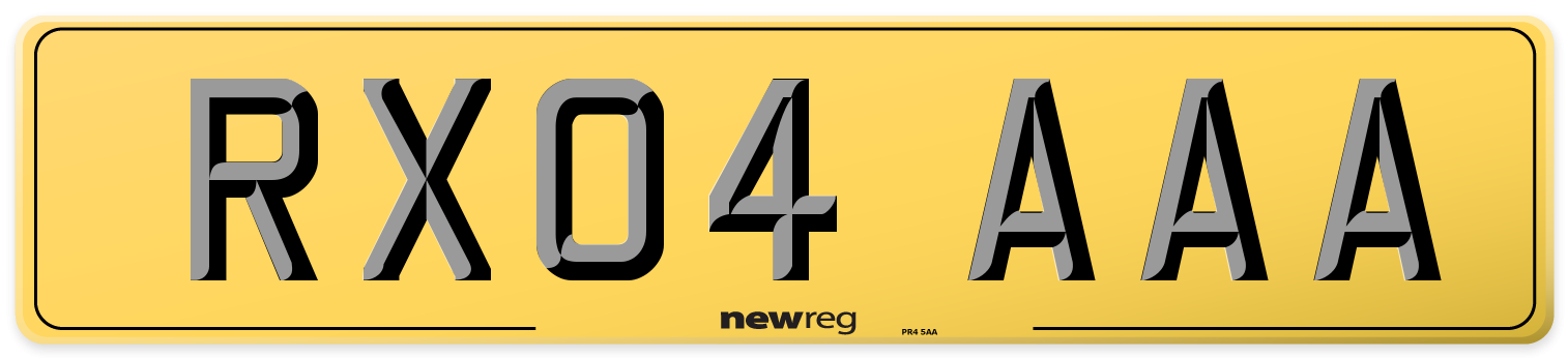 RX04 AAA Rear Number Plate