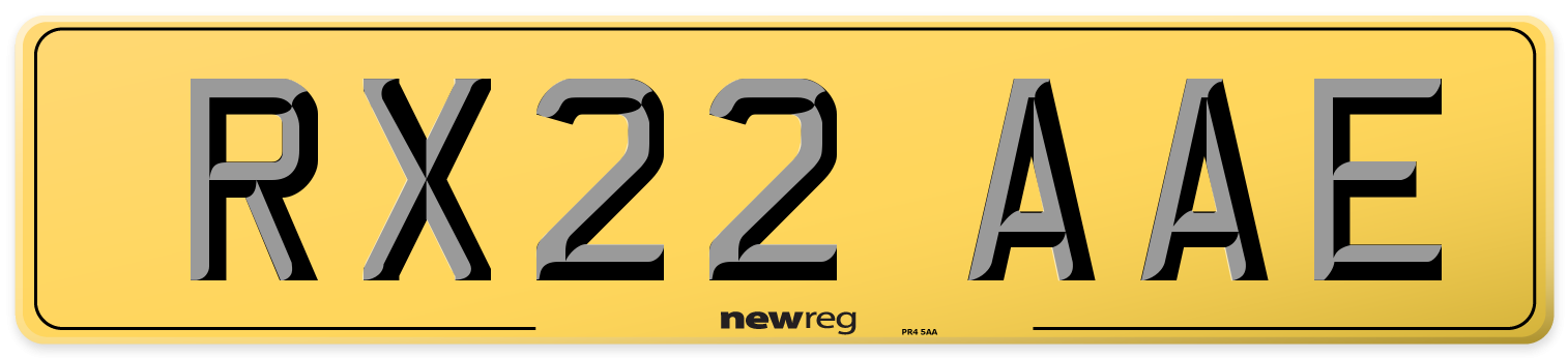RX22 AAE Rear Number Plate
