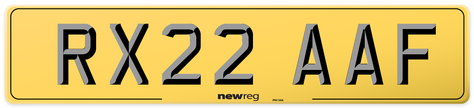 RX22 AAF Rear Number Plate