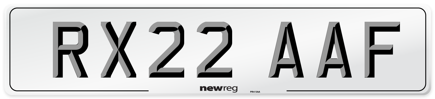 RX22 AAF Front Number Plate