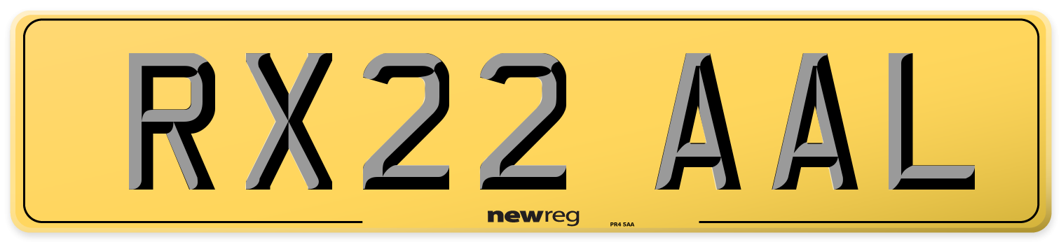 RX22 AAL Rear Number Plate