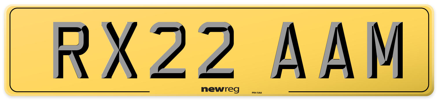 RX22 AAM Rear Number Plate