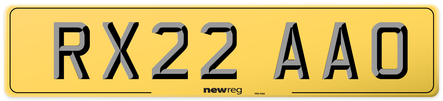 RX22 AAO Rear Number Plate