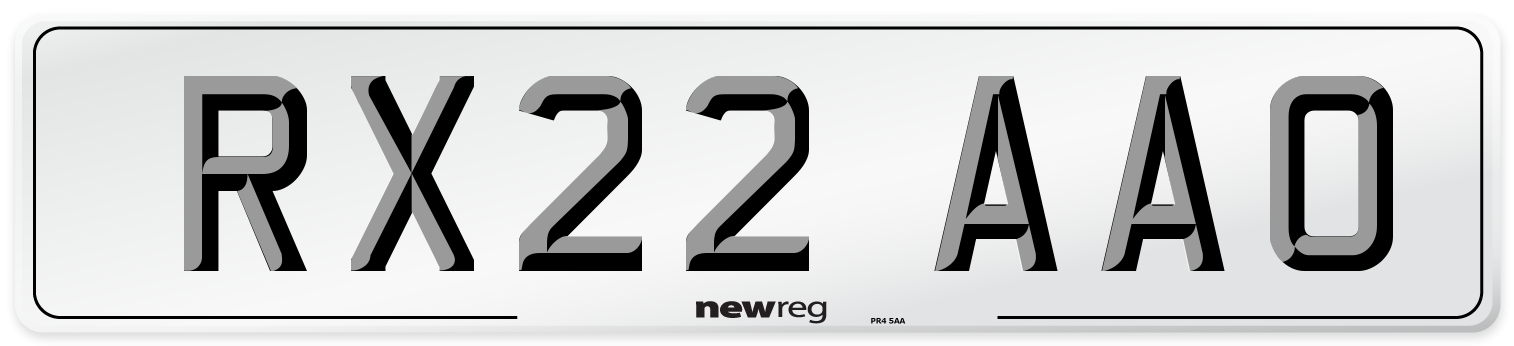 RX22 AAO Front Number Plate