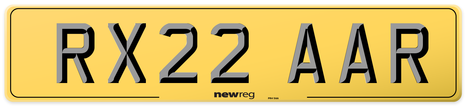 RX22 AAR Rear Number Plate