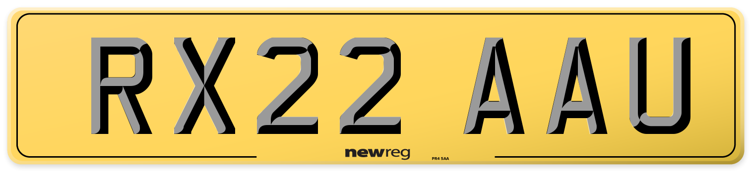 RX22 AAU Rear Number Plate